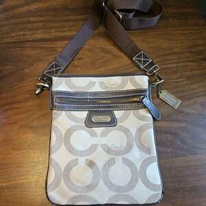 Coach Brown and Cream Crossbody Bag